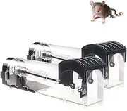 Mouse Trap Indoor for Home 2 PCS, 12 inches Enlarged No Kill Rat Trap, Live Traps for Chipmunks, Reusable Catch and Release Mice Traps, Pet Friendly Mice Trap That Work for House & Outdoors (Black)