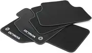 Skoda 5E4061404 Floor Mats Textile Velour 4 x Fabric Mats with Octavia Lettering Black