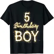 [X.Style] 5th Birthday Boy 5 Years Old T-Shirt Gold Sparks ds084 T-Shirt (S)
