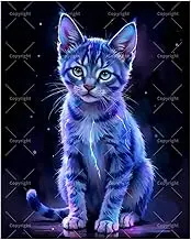 TAOPAOLAB Electric Blue Cat Paint by Numbers Kit for Adults - DIY Glowing Blue Cat Painting on Canvas 16x20In, Acrylic Paint Set, Suitable for Beginners, Art for Home Decoration or Gifts