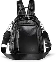 [HUAZHIMAO] Small backpack for Women,Mini Backpack for Women,Womens Backpack Purse,Black Soft Leather Day Backpack Waterproof Fashion Shoulder Bag with removable shoulder strap