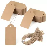 100 Pack 2x4 Inch Kraft Paper Tags with Strings for DIY Crafts Arts Gift Bags