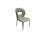 Aunika Leather Dining Chair With Carbon Steel Legs - Grey Leather