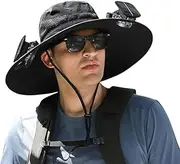 [BXXKXMC] Solar Fan Hat Sun Fishing Hat for Men Women with Solar Powered Panel Fans Built in Hiking Hats Black