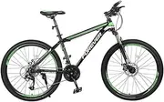 Mountain Folding Bicycle, 26" Unisex Shock Absorber Bicycle 30 Speed Double Disc Brake Aluminum Alloy Frame Cross Country Bicycle Slip Wear Tire,Green