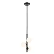 Moran Modern 3-Lights Pendant Hanging Lamp Light Metal Glass Black Opal Matt Matte