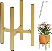 Mardatt Adjustable Metal Plant Stand, 14'' Plant Stand Indoor Outdoor Corner Mid Century Modern Plant Holder Heavy Duty Flower Pot Stand Potted Plant Holder Fits 10 Inches Pots for Living Room, Gold