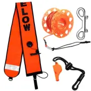 5ft Orange Scuba Diving Surface Marker Buoy SMB, Safety Sausage with Plastic ...