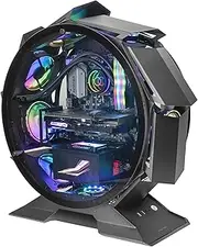 MarsGaming MCORB Black, Micro-ATX XL Gaming PC Case, Custom Round Design, Tempered Double Glass