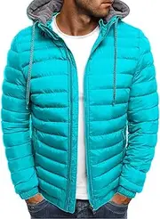 [Uillui] Lightweight Hooded Puffer Jacket Men's Packable Outdoor Water-Resistant Snow Ski Jacket Winter Warm Quilted Down Coat