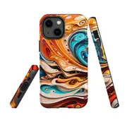 For iPhone 13 mini Tough Protective Cover, Swirling Gold