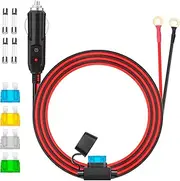 BBHEJJ 12AWG Heavy Duty Cigarette Lighter Plug, 10FT Cigarette Lighter Adapter Charger Cord with LED Lights and Fuse Box, Cigarette Lighter Male Plug Adapter Cable for Car Inverter, Air Pump, DIY
