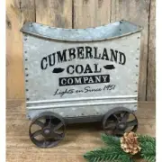 New Primitive Farmhouse Rustic CHRISTMAS COAL CAR CART WITH WHEELS Box Crate