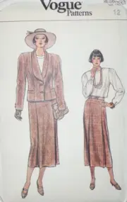 Vogue Sewing Pattern 9116 Misses Jacket Skirt Blouse Size 12 Vintage 1980s UNCUT