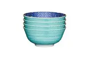 4x Mikasa Does it All Dining Tableware Glazed Bowl 15.7cm - Leafy Indigo