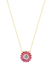 Gabi Rielle 14K Over Silver CZ Fire Blossom Necklace