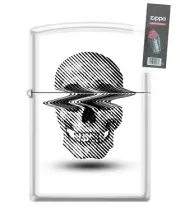 Zippo 82242 skull glitch waves lines ink shadow white matte Lighter + FLINT PACK