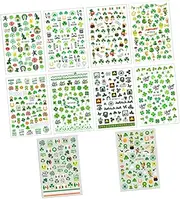 VICASKY 10 Sheets Stickers Builder Gel Nail Art Shamrock Nail Stickers Flash Nail Lamp Manicure Sticker Self Adhesive Nail Stickers Wipes Toe Nail Clippers Bowl