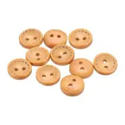 10pcs Wooden Sewing Button 11mm 2 Holes Round Craft Clothing Buttons, Beige
