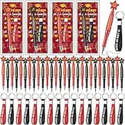36 Set Bulk Graduations Gifts Includes Star Pens, Class of 2025 Silicone Keychains, Bookmarks and Gift Bags for Graduates Teachers Classmates Graduation Party Favors(Black,Red)
