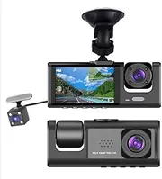 1 Set Dash Cam 3 Camera Dash Cam Recorder 1080P 2 Inch Screen Dashcam Black Recorder for Taxi CAR DVR Rear Camera Universal