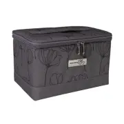 Collapsible Sewing Kit Organizer Box, Grey Floral - Supplies Storage Basket f...