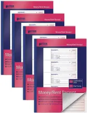 Cash and Rent Receipt Books 4Pack Large Size 2Part Carbonless White Canary Yello