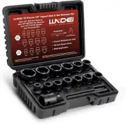 Bolt Extractor Kit, 15PCS Easy Out Stripped Lug Nut Removal Set with 3/8-Inch