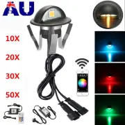 WIFI RGB LED Deck Light 35mm LED Path Stair Step Fence Black Half Moon Outdoor