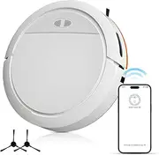 Robot Vacuum and Mop Combo, Max 4000Pa Suction WiFi App Control Robot Vacuum Cleaner with Voice Prompt Self-Charging Sweeping Vacuuming Mopping 3-in-1 Wet and Dry Robotic Vacuum Cleaner White