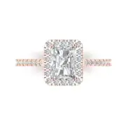 14K Rose Gold Anniversary Ring w/ Accents, 1.86 ct Emerald Cut Sim Diamond