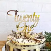 Acrylic Gold Mirror 'Twenty One' Cake Topper