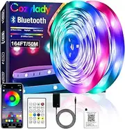 Bluetooth LED Strip Lights 50m, Cozylady 164FT LED RGB LED Light Strips Music Sync Color Changing APP Control Flexible String Lights for Home Kitchen Bar Bedroom Decor, Children's Room Decorations