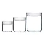 3pc ClickClack Food/Snack Round Pantry Storage Set Small Container Clear/White