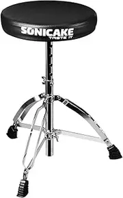 SONICAKE Drum Stool Height-Adjustable Foldable with Non-Slip Padded Seat Black