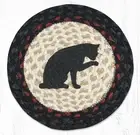 Black Cat Silhouette 10" Round Placemat Trivet Earth Rugs, Braided Jute