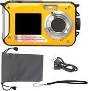 Waterproof Underwater Digital Camera 48MP 10ft, Full HD 2.7K, Dual Screens, 16X Digital Zoom (Yellow)