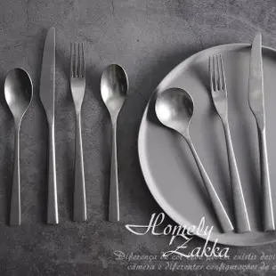 【Homely Zakka】古典工業風拉絲不鏽鋼餐具8件組(餐刀 叉子 湯匙 勺子 餐具組 環保餐具 304不鏽鋼)