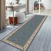Rugs Iong unner Rugs for Hallway Blue Grey Carpet Runners for Hallway, Kitchen Hall Stairs Narrow Runner Rug, 100cm 1.5m 2m 250cm 300cm 4m 5m 6m Extra Long Carpets with Non Slip Backing(60x400cm/2ft