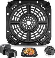 [GWBSXM] Air Fryer Grill Plate for Ninja AF141 Air Fryer Pro 4-in-1 5 QT, 8.5''×8.5'' Air Fryer Accessories Rack Tray Grill Pan Crisper Plate Replacement Parts with Rubber Bumpers, Dishwasher Safe