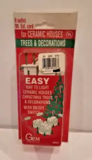 Gem 9 Outlet 9 ft. Extension Cord for Ceramic Houses New in Package