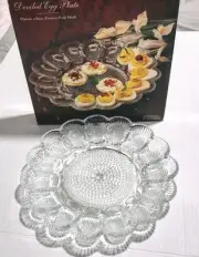Indiana Glass Deviled Egg Plate Platter Hobnail Eggs Vintage 11" Clear New Dish