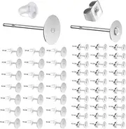 [KINBOM] 600pcs Earrings Posts and Backs Set, 200pcs Stainless Steel Earrings Posts Flat Pad, 200pcs Butterfly Earring Backs, 200pcs Silicone Bullet Earring Backs for Studs Jewelry Making