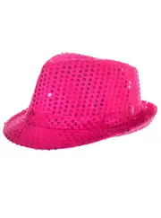 Neon Pink Sequinned Fedora Costume Hat