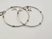 Brighton Nantucket Set-2 Seashell Silver Starfish Charm Bangle Bracelets New ⭐️