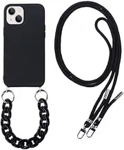 YAKVOOK Cute Case for iPhone 11 Pro Max,Hands Free Lanyard Soft Silicone Case with Cross-Body Bead Chain Shoulder Strap & Detachable Wristband Ultra-Thin Rubber Protector (iPhone 11 Pro Max, Black)