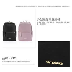 Samsonite新秀麗 筆電後背包/電腦包/女包/雙肩包14.1吋 PRUDENCE ECO 女用輕量商務抗菌_黑/灰