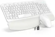 Wireless Keyboard and Mouse Combo, Ergonomic Wave Keys, Cushioned Plam Rest, ...