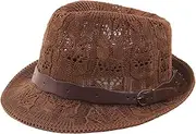 [Lifup] Men's Breathable Mesh Fedora Panama Hat Summer Lightweight Beach Hat