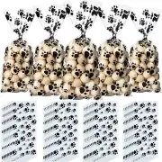 Perkoop 500 Pieces Pet Paw Pattern Cone Cellophane Bags Paw Pattern Gift Bags He